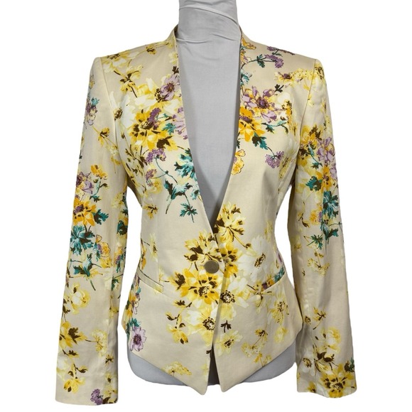 NEW Antonio Melani Floral Print Jacket Blazer Size 4 Tailored Feminine Tux Sexy - Picture 1 of 16